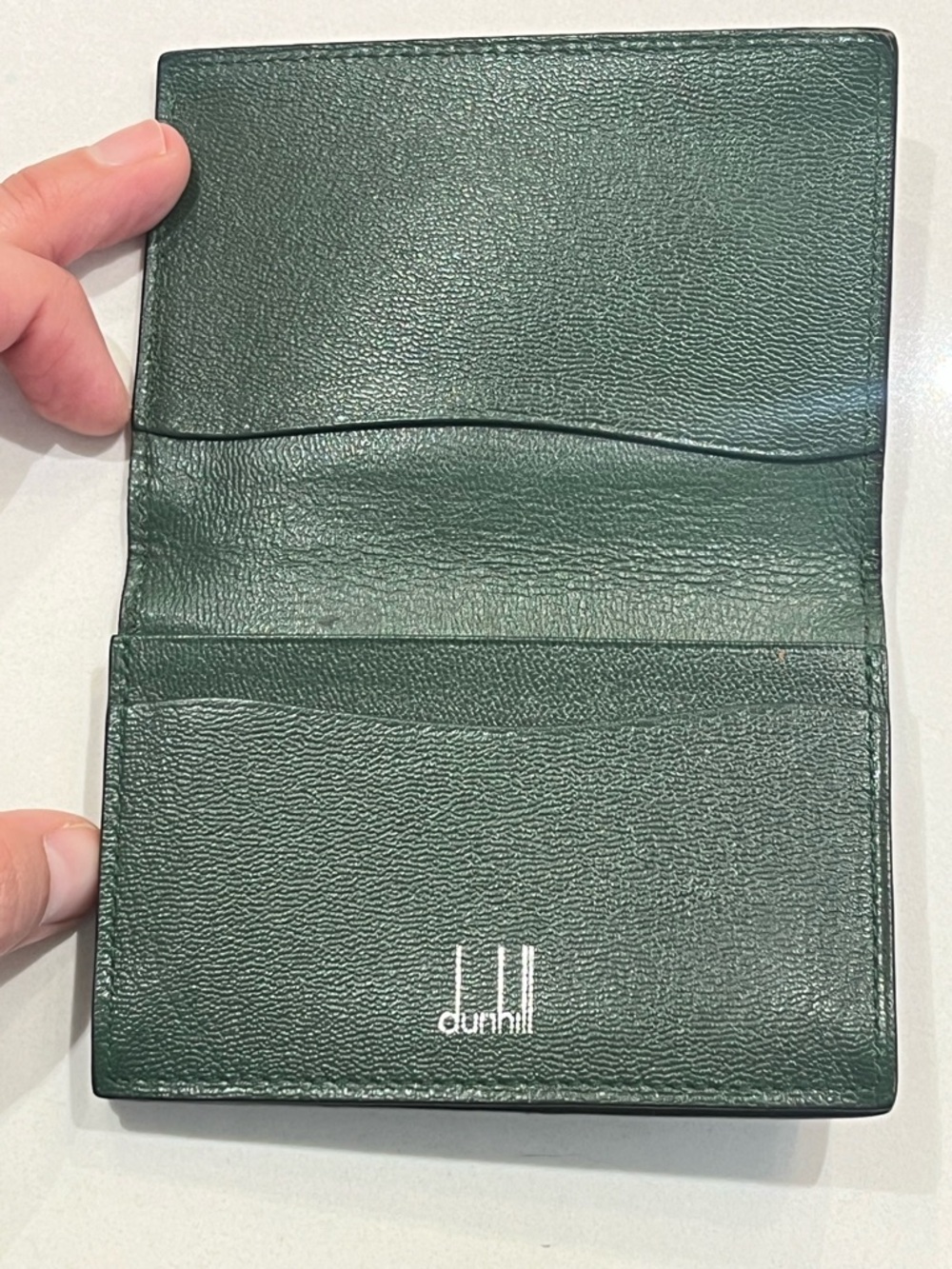 dunhill Green and Brown Leather Card Holder